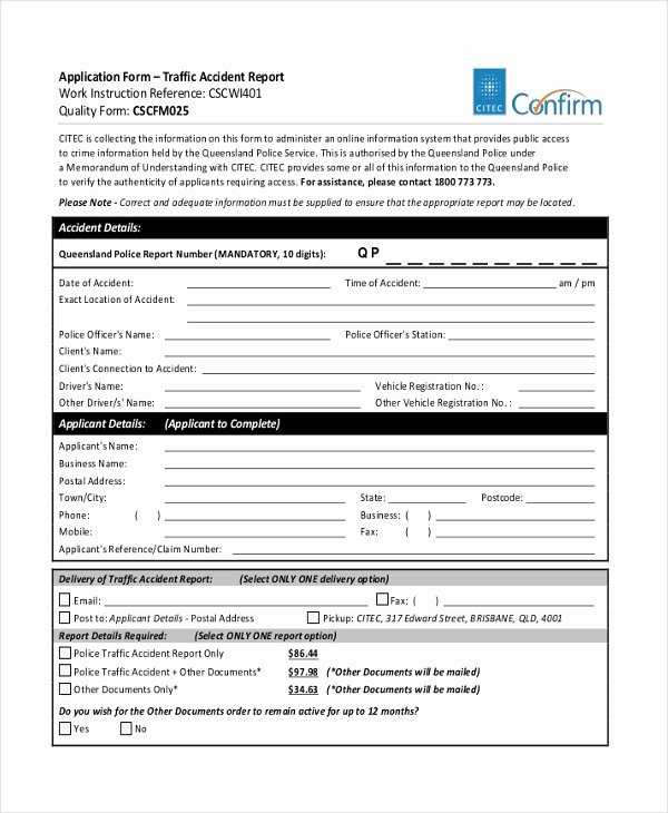 Police Accident Report form Inspirational Sample Dmv Accident Report form Free Documents In Pdf