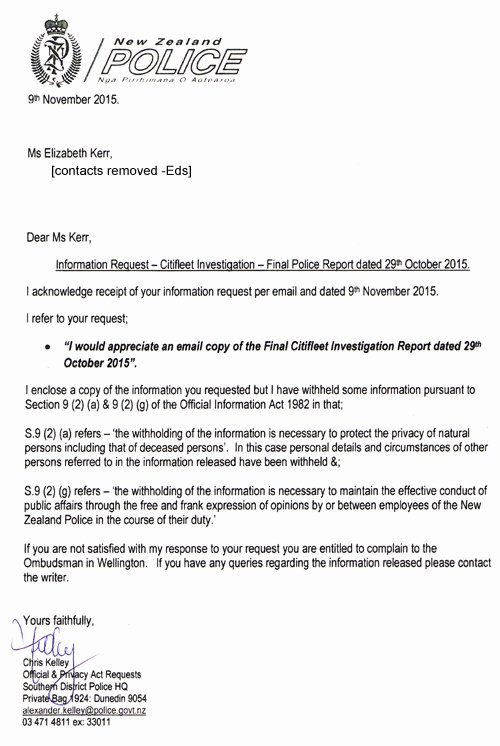 Police Investigation Report Awesome Letter Nz Police 9nov2015