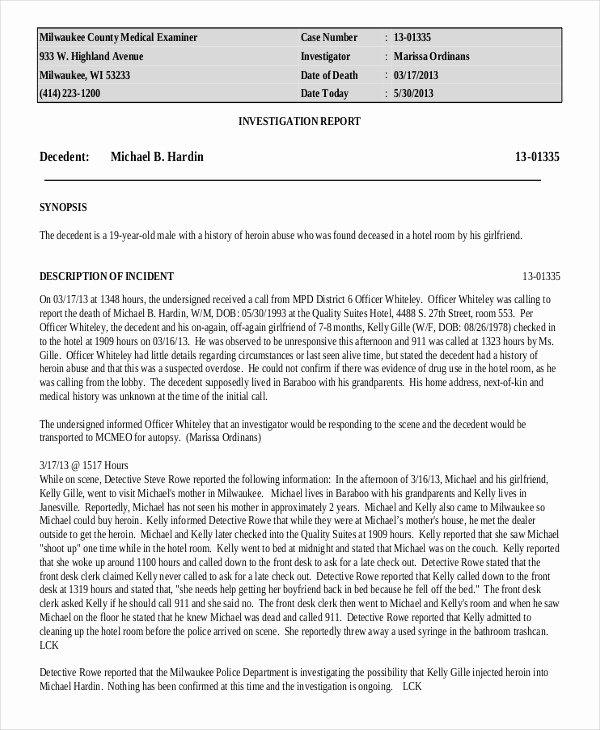 Police Investigation Report New 9 Police Report Examples Samples