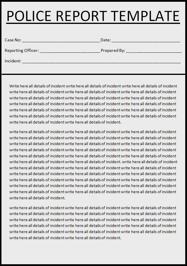 Police Report Samples Awesome Report Templates