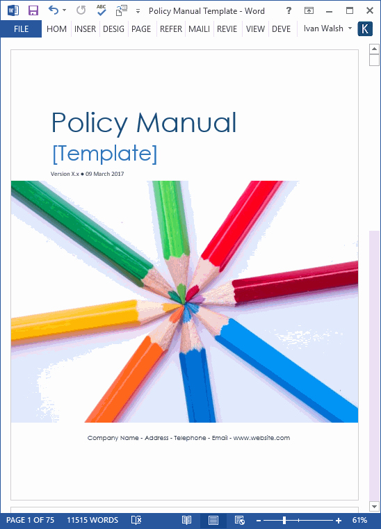 Policy and Procedure Manual Template Free Download Inspirational Download Policy &amp; Procedures Manual Templates Ms Word 68