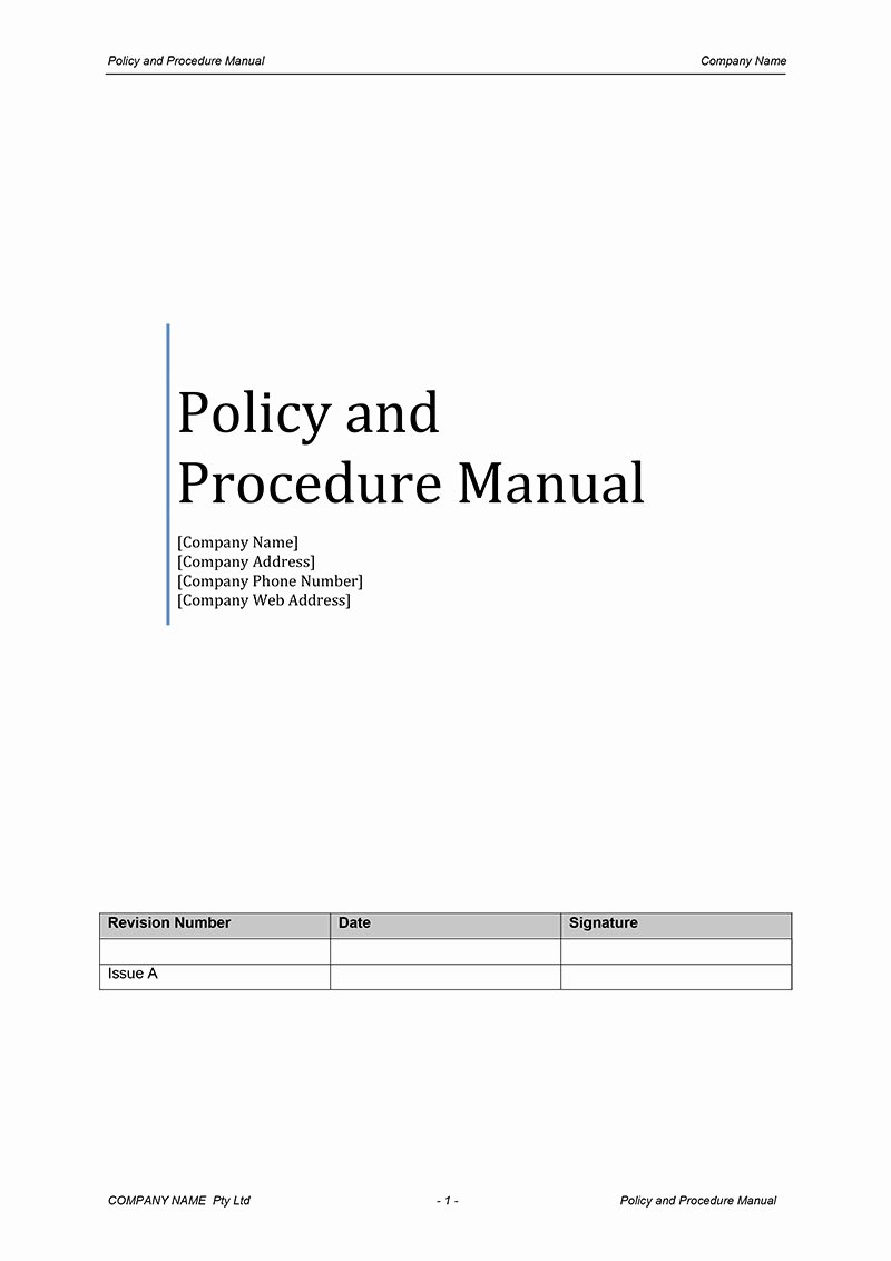 Policy and Procedure Manual Template Free Download Luxury Procedure Manual Template