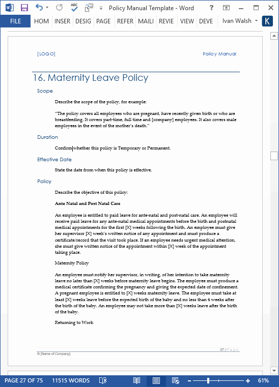 Policy and Procedure Manual Template Free Download Unique Download Policy &amp; Procedures Manual Templates Ms Word 68