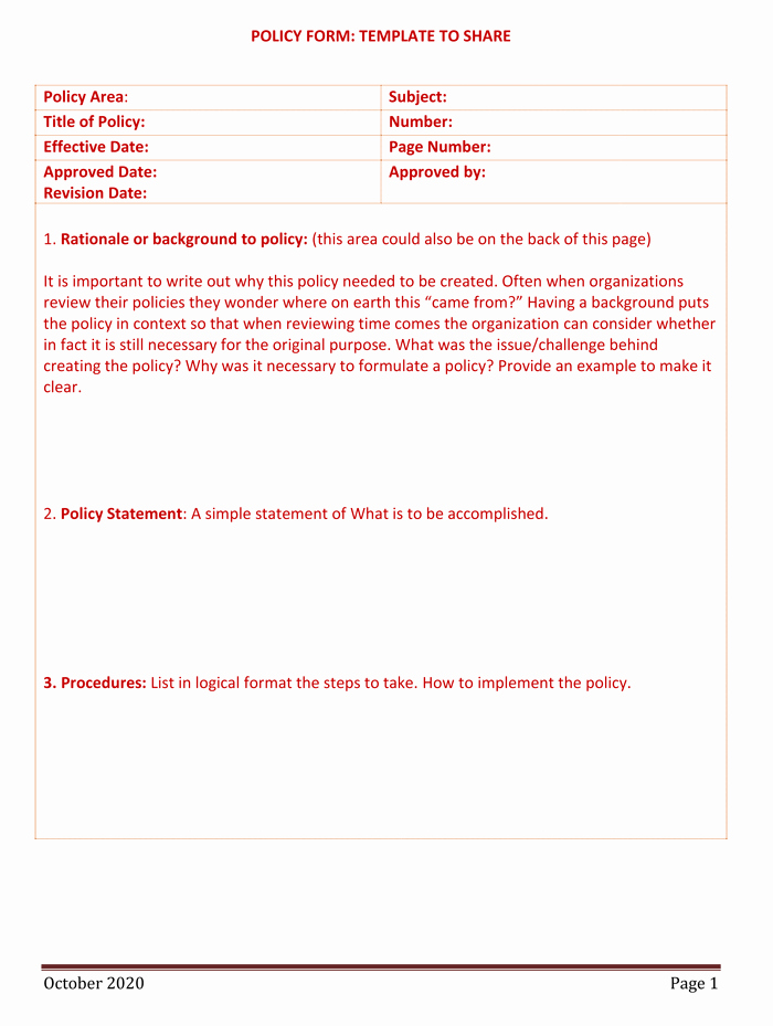 Policy and Procedure Manual Template Free Download Unique Policy and Procedure Templates for Word and Pdf