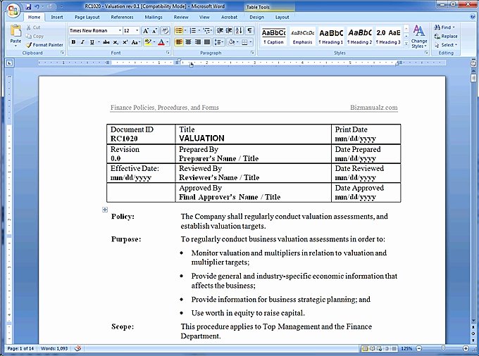 Policy and Procedure Template Awesome Policy and Procedure Template
