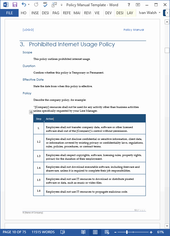 Policy and Procedure Template Best Of Download Policy &amp; Procedures Manual Templates Ms Word 68