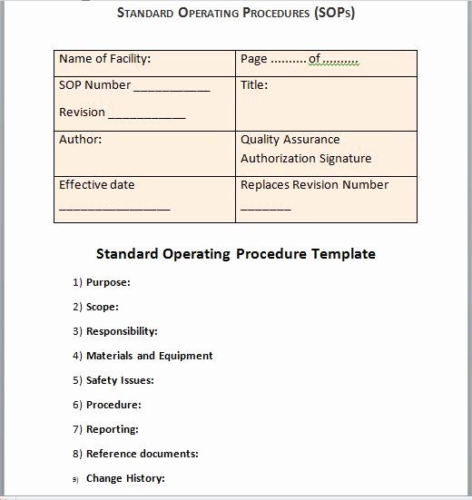 Policy and Procedure Template Free Lovely 37 Best Standard Operating Procedure sop Templates