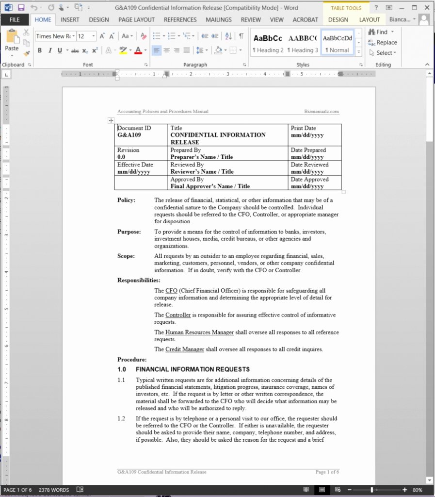 Policy and Procedure Template Free Luxury Policy Manual Template Beepmunk