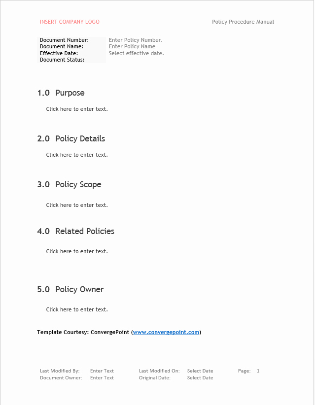 Policy and Procedure Template Free Unique Free Policy and Procedure Template Microsoft Word