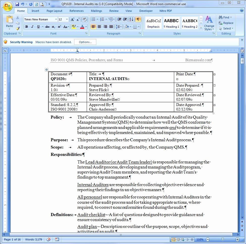 Policy and Procedure Template Free Unique Instruction Booklet Template Policies and Procedures