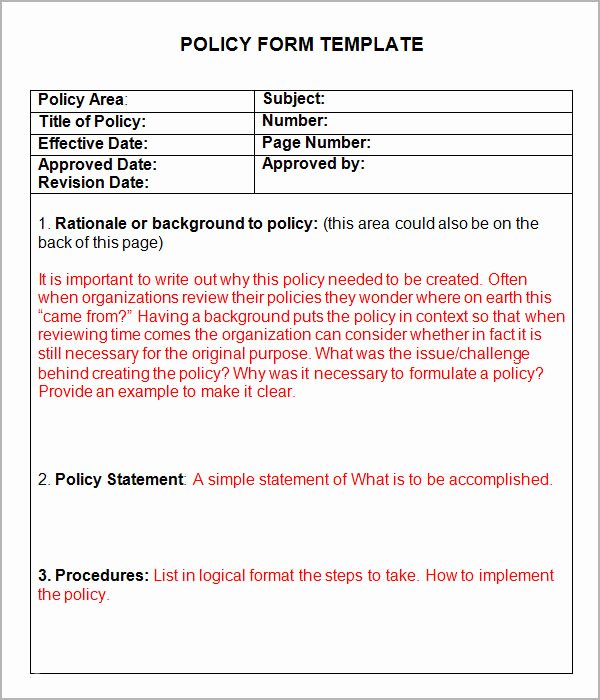 Policy and Procedure Template Fresh Policies and Procedures Template