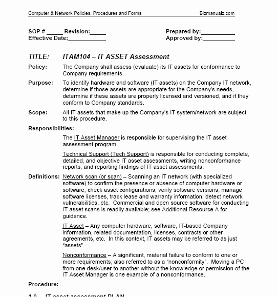 Policy and Procedure Template Fresh Puter &amp; Network Policies Procedures and forms Mbaware