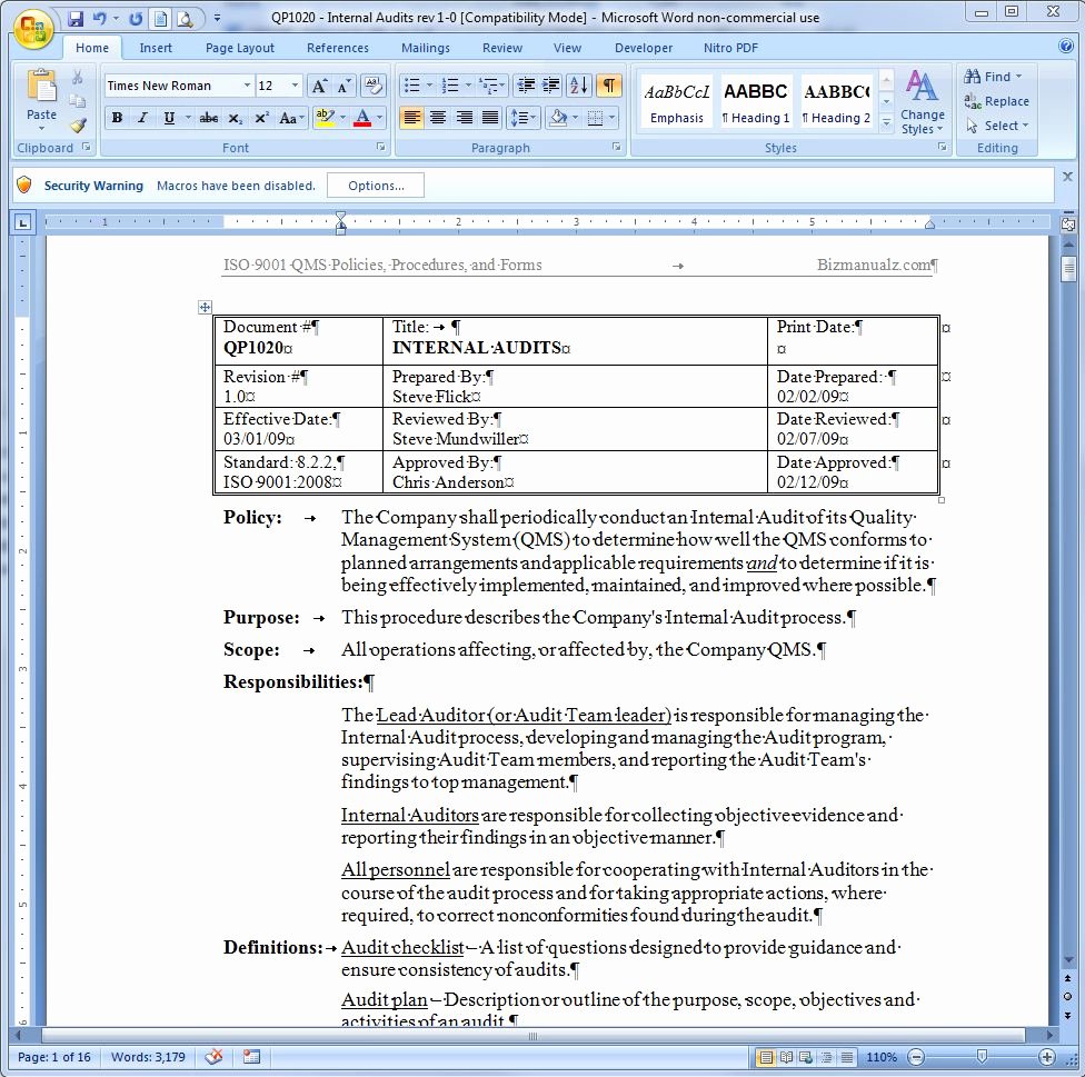 Policy and Procedure Template New Ms Word Policy Procedure