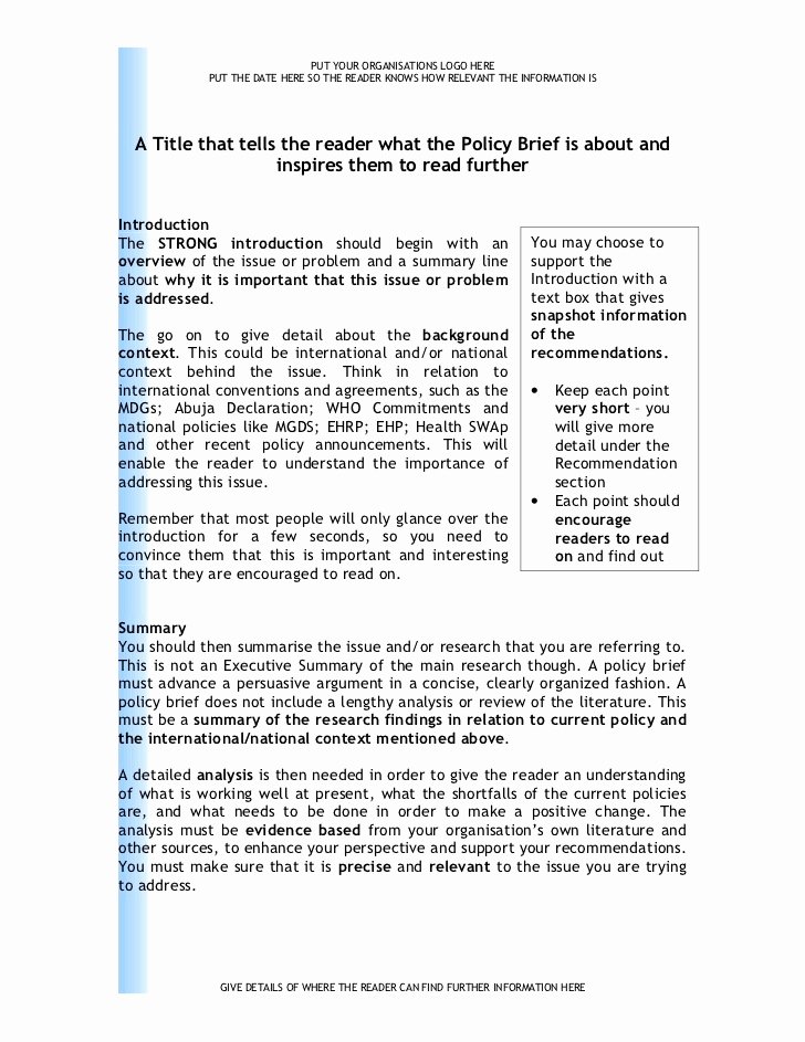 Policy Brief Templates Microsoft Word Best Of Policy Brief Template and Guide