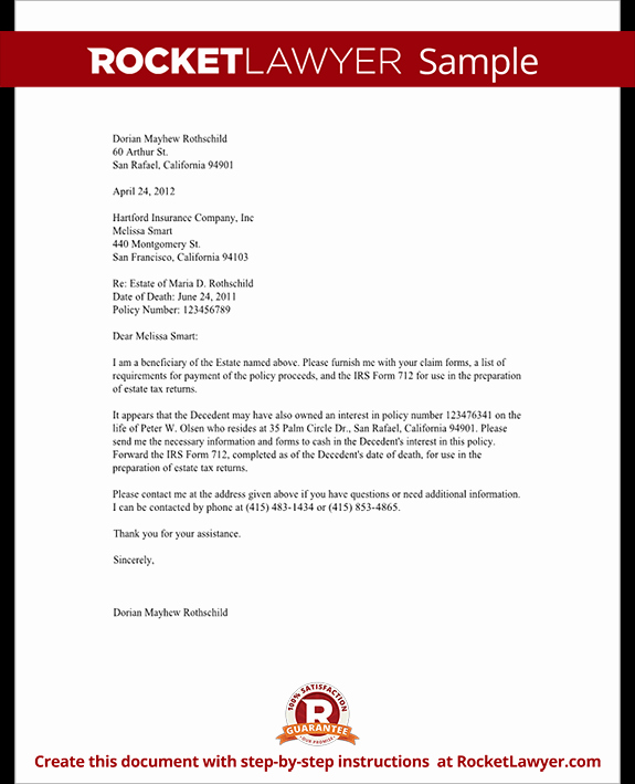 Policy Letter Template Beautiful Life Insurance Proceeds Letter Template with Sample