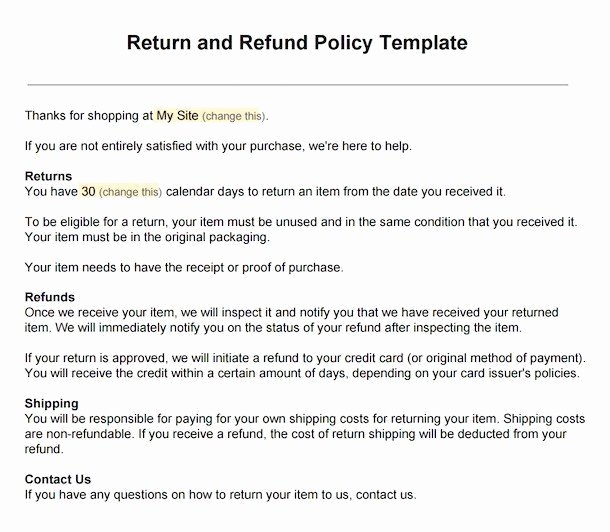 Policy Letter Template Inspirational Sample Return Policy for E Merce Stores Termsfeed
