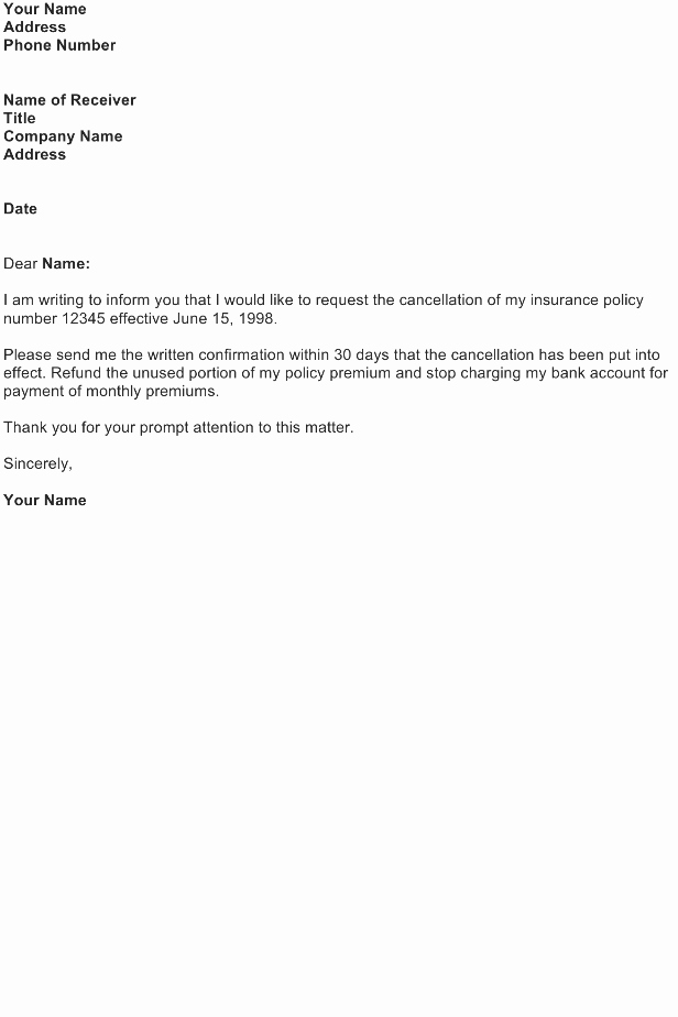 Policy Letter Template Luxury Cancellation Of Insurance Policy Sample Letter Free Download