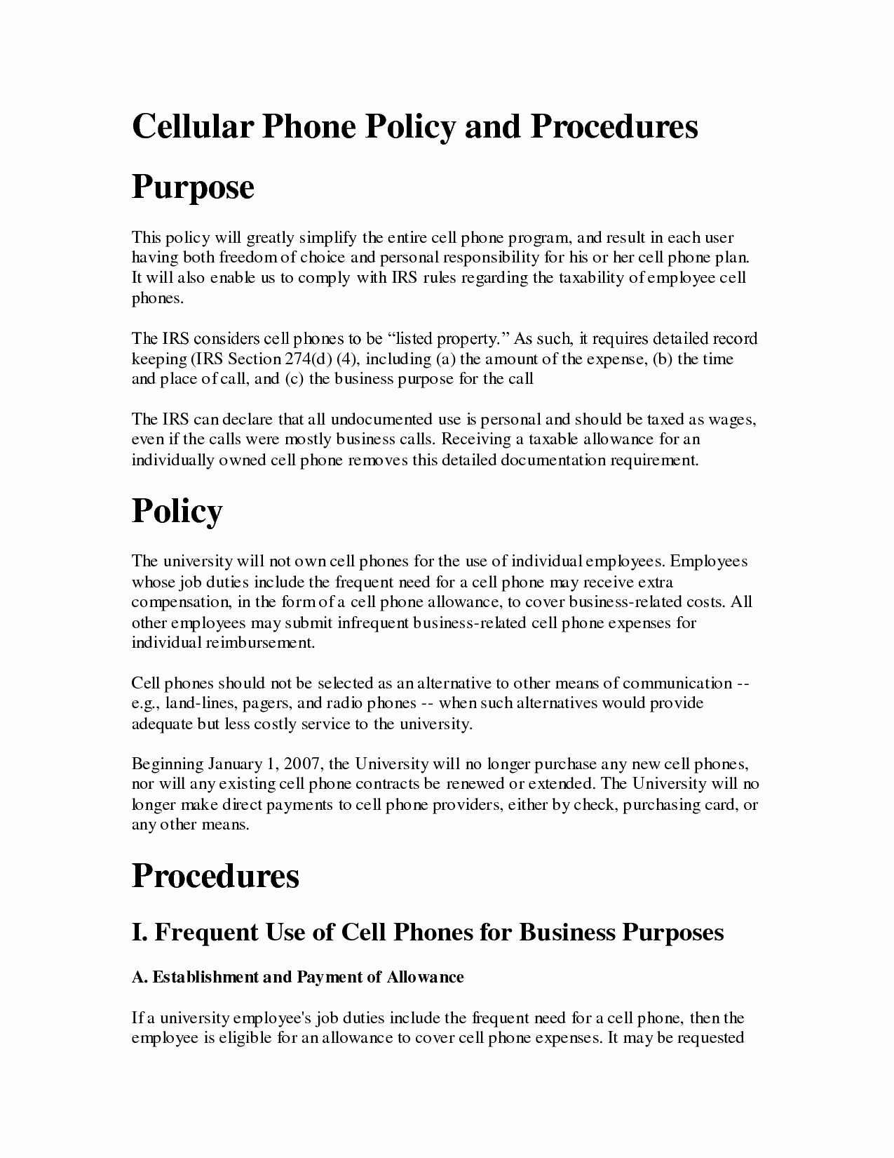 Policy Letter Template Luxury Printable Sample Cell Phone Policy form