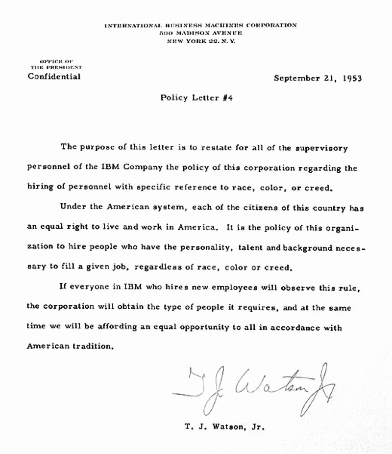 Policy Letter Template Unique Ibm100 Building An Equal Opportunity Workforce