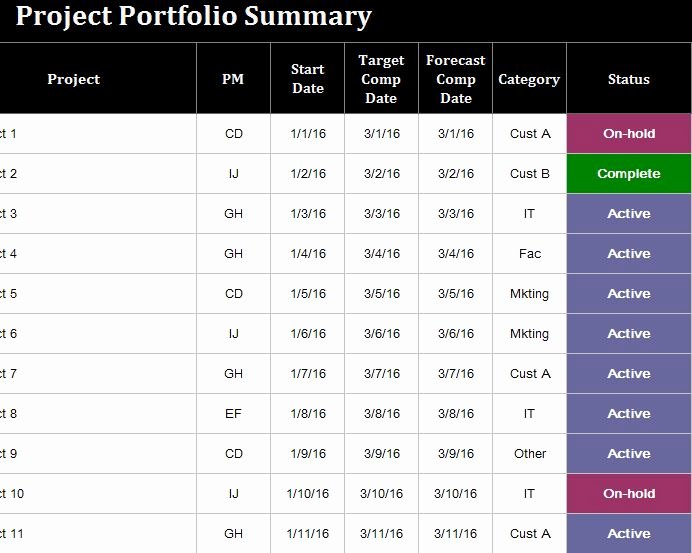 Portfolio Management Template Lovely Project Portfolio Template