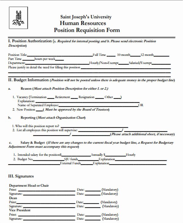 Position Requisition form Awesome Job Requisition form Sample 10 Free Documents In Word Pdf