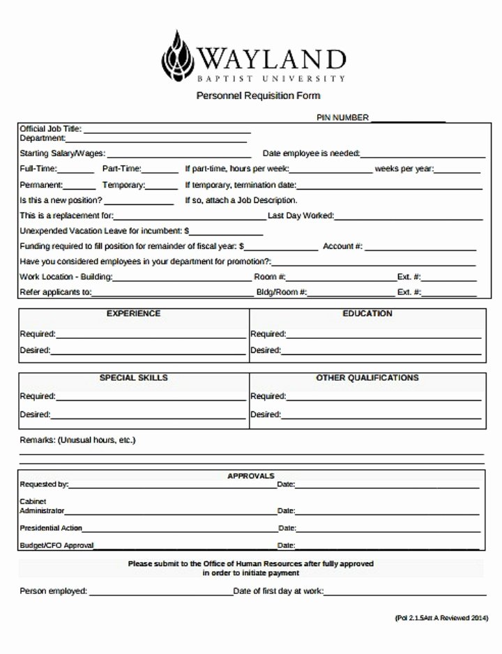 Position Requisition form Best Of 8 Personnel Requisition form Templates Pdf