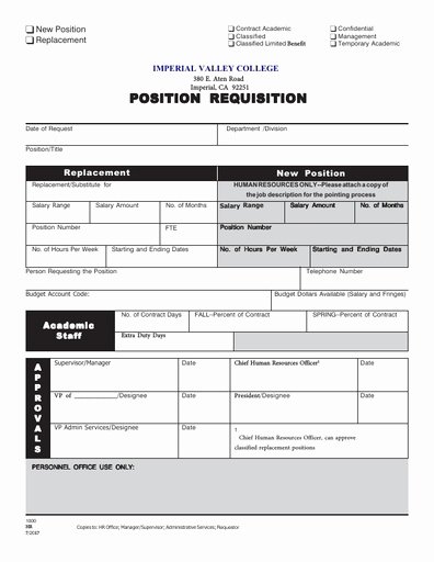 Position Requisition form Lovely Position Requisition Imperial Valley College Imperial