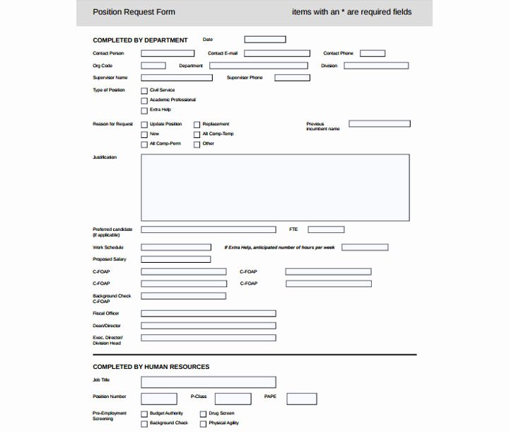 Position Requisition form Template Awesome 9 Position Request forms &amp; Templates Pdf Doc Excel