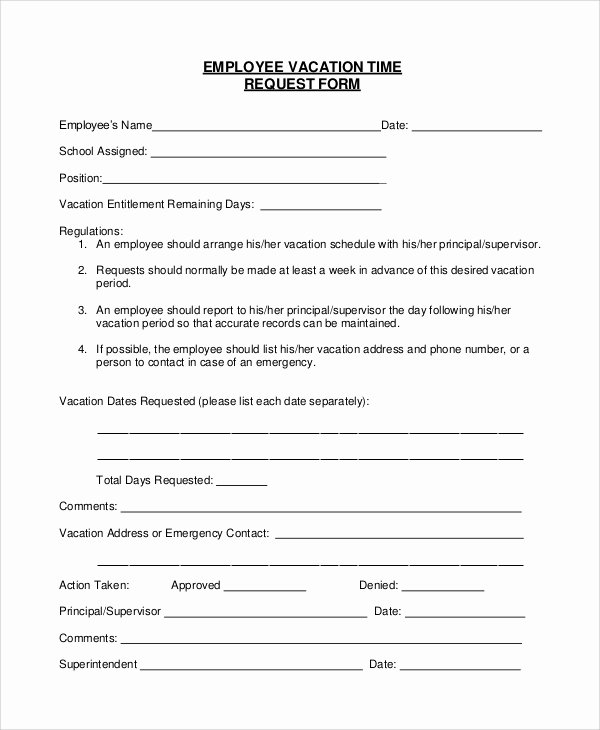 Position Requisition form Template Awesome Sample Vacation Request form 8 Examples In Pdf Word