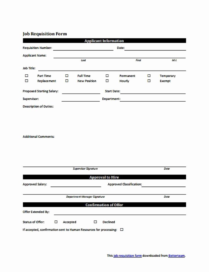 Position Requisition form Template Beautiful 8 Personnel Requisition form Templates Pdf