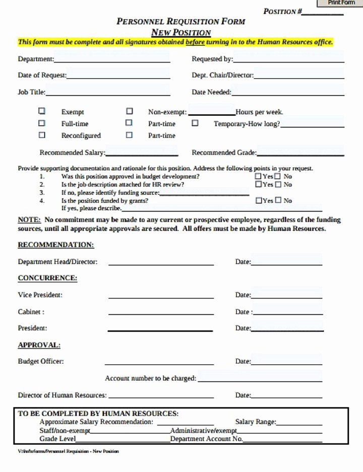 Position Requisition form Template Elegant 8 Personnel Requisition form Templates Pdf