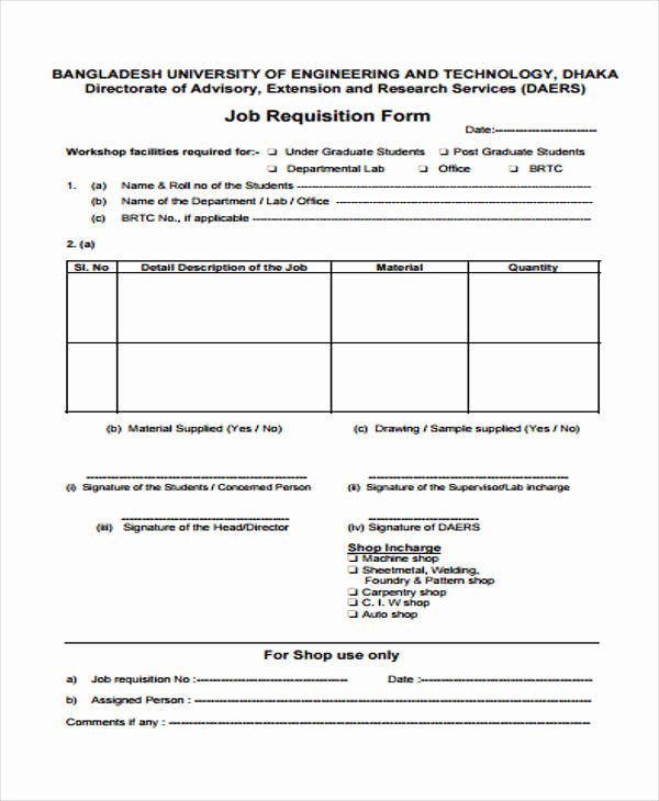 Position Requisition form Template Lovely 40 Sample Requisition form In Pdf