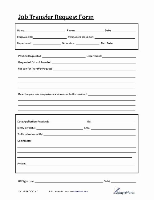 Position Requisition form Template Unique Job Transfer Request form