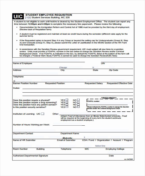 Position Requisition form Unique 85 Requisition form In Pdf