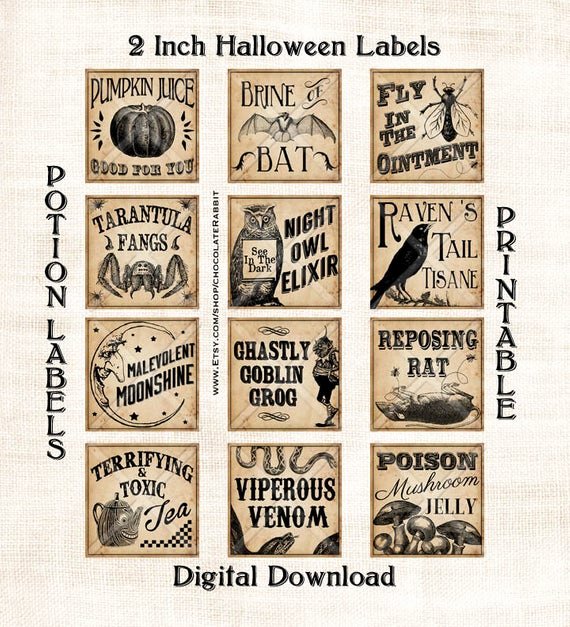 Potion Label Template Awesome Vintage Potion Labels Halloween Witch Digital Download