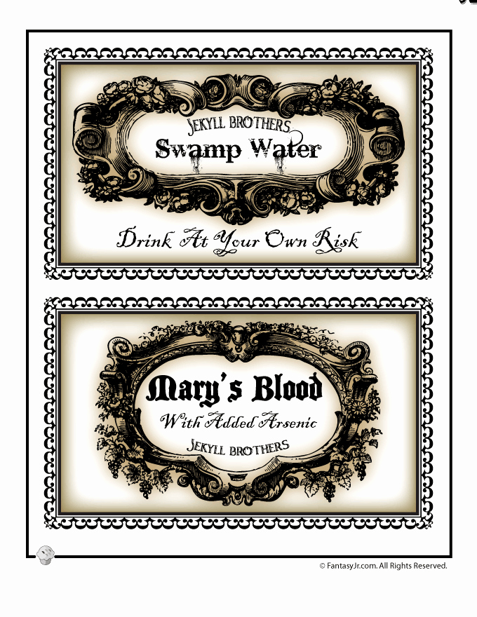 Potion Label Template Elegant Halloween Labels to Print for Bottles and Potions