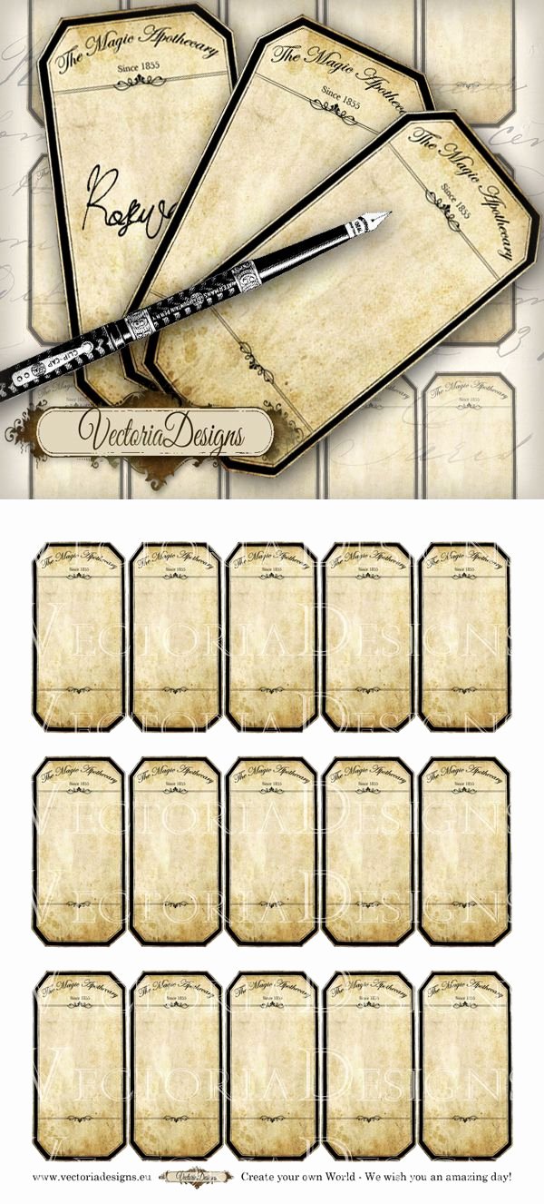 Potion Label Template Elegant Printable Blank Apothecary Labels by Vectoriadesigns