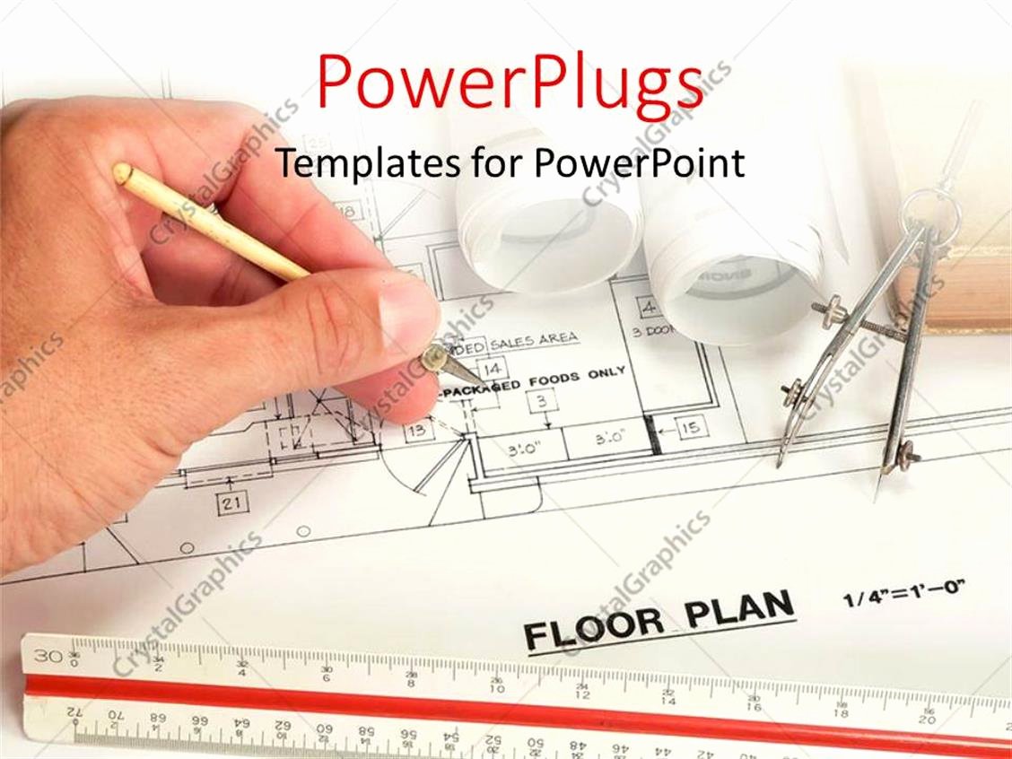 Powerpoint Floor Plan Template Unique Powerpoint Template Architect Drawing the Floor Plan Of A