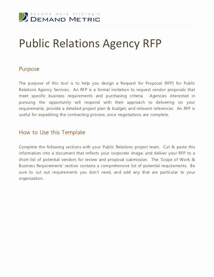 Pr Contracts Template Fresh Public Relations Agency Rfp