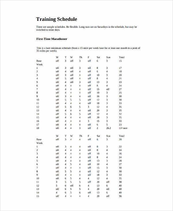 Practice Schedule Template Lovely Sample Training Schedule Template 17 Free Documents