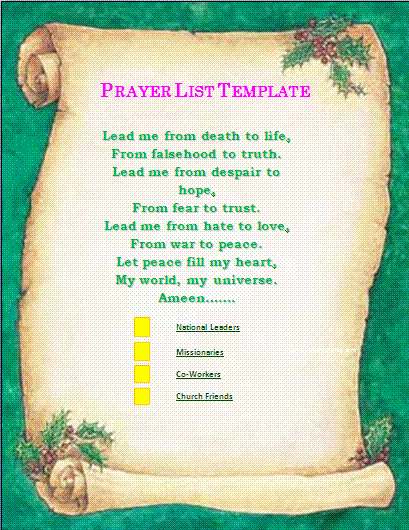 Prayer Card Template Free Awesome Prayer List Template