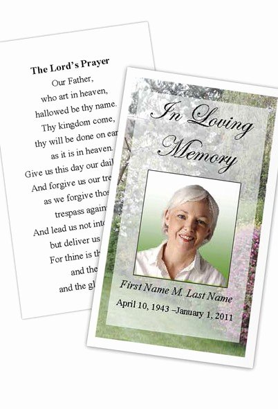 Prayer Card Template Free Fresh Memorial Prayer Card Spring Garden Template