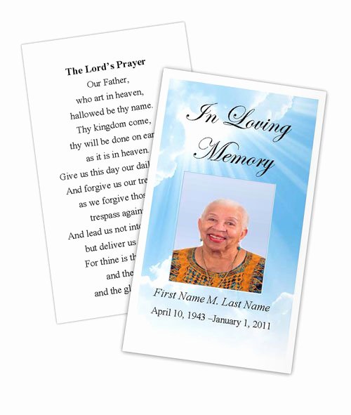 Prayer Cards Template Beautiful Blue Sky Memorial Prayer Card Template Elegant Memorials