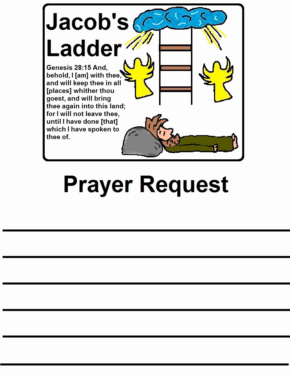 Prayer Request Cards Template Unique Jacob S Ladder Sunday School Lesson