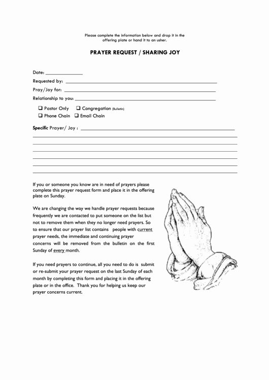 Prayer Request forms Templates Best Of Prayer Request Sharing Joy Printable Pdf