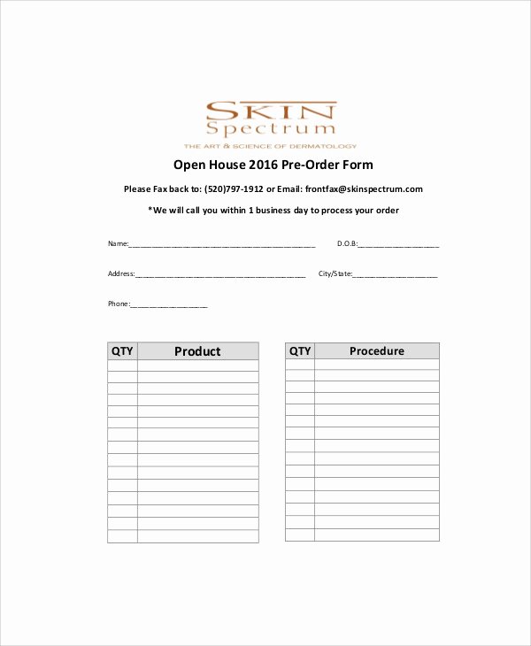 Pre order form Template Awesome 10 Sample Product order forms