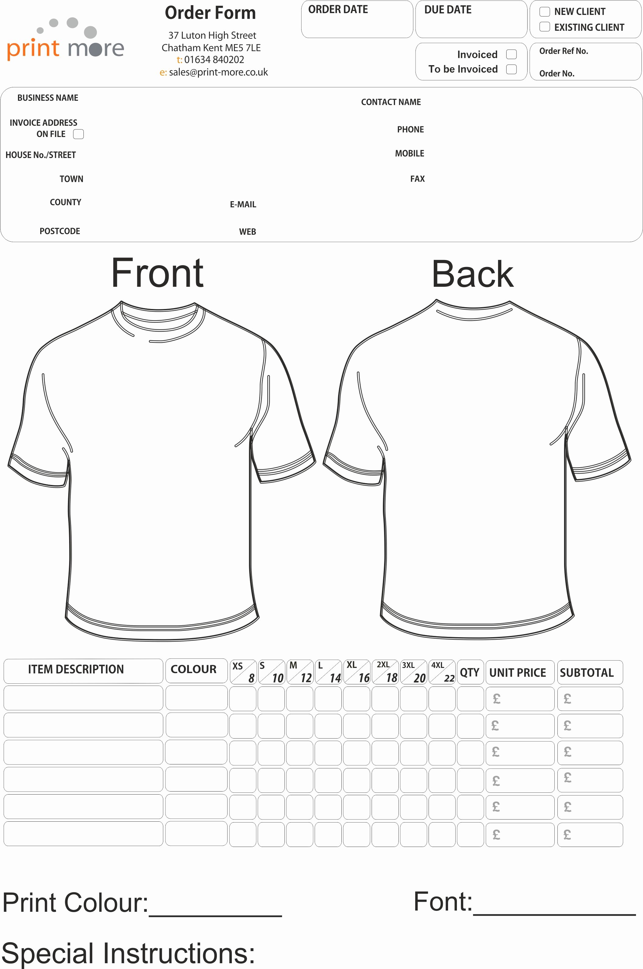 Pre order form Template Lovely T Shirt order form Template
