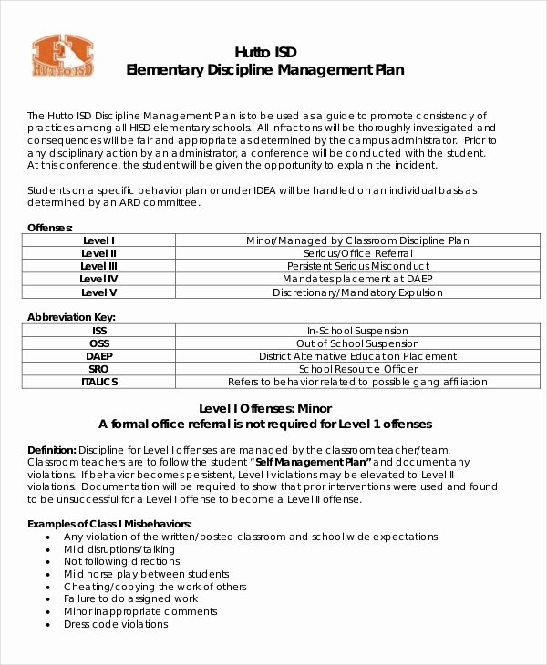 Preschool Discipline Policy Template New 11 Classroom Management Plan Templates Free Pdf Word