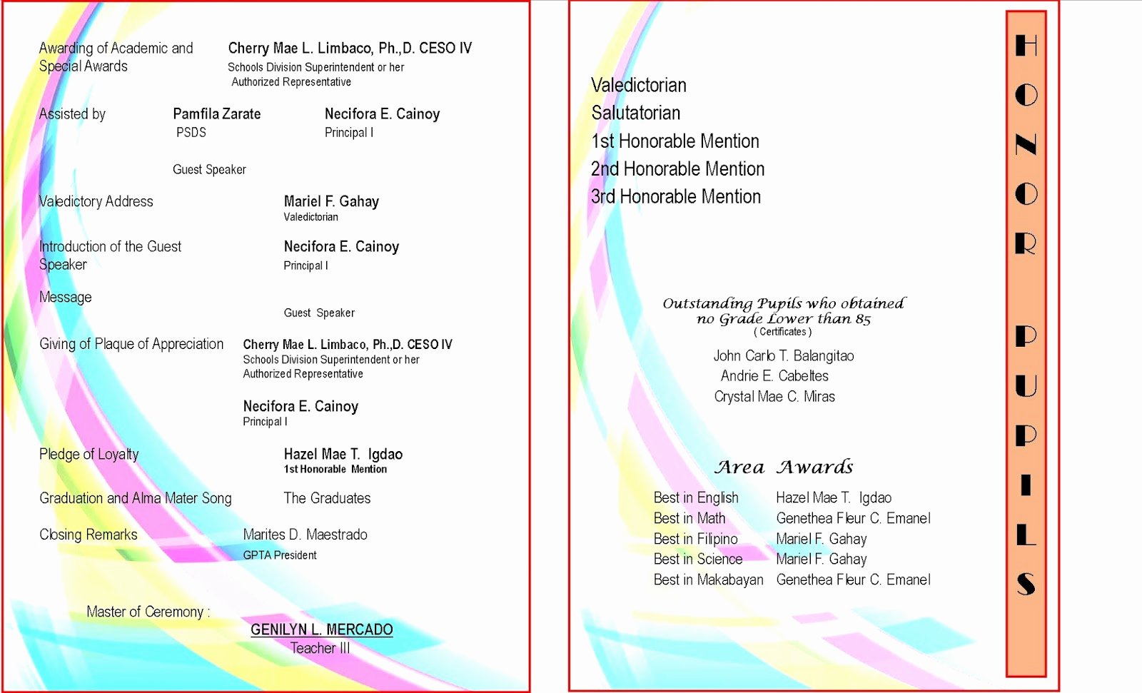 Preschool Graduation Program Template Fresh 2015 2016 Graduation Program New Template Deped Lp S