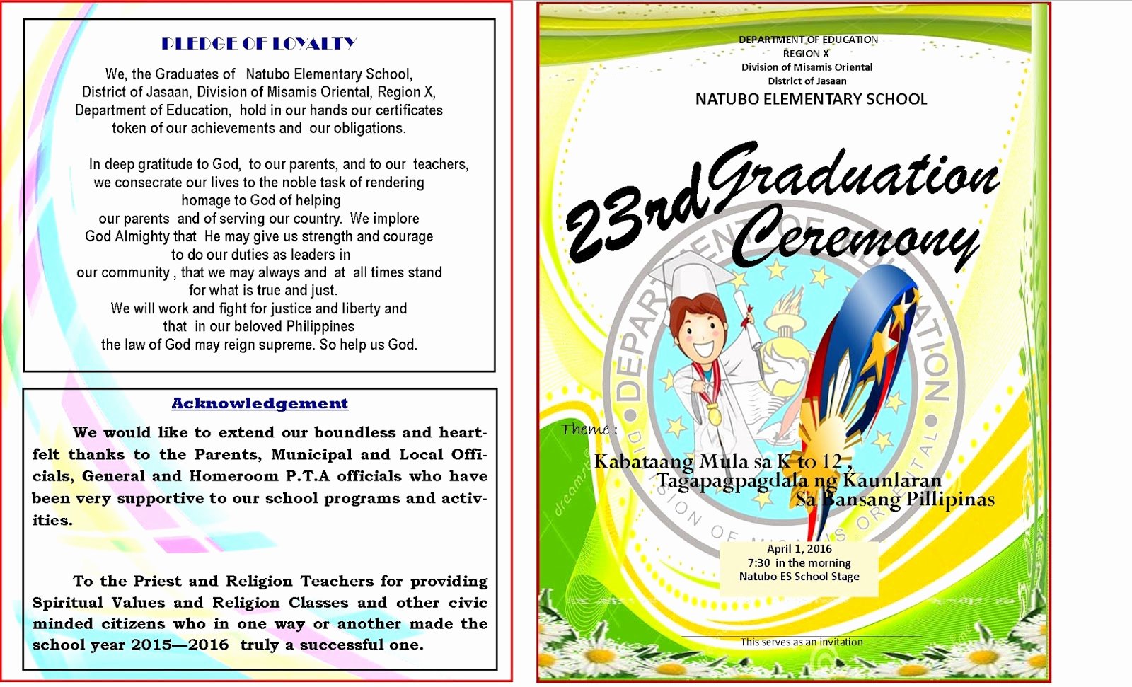 Preschool Graduation Program Template Lovely 2015 2016 Graduation Program New Template Deped Lp S